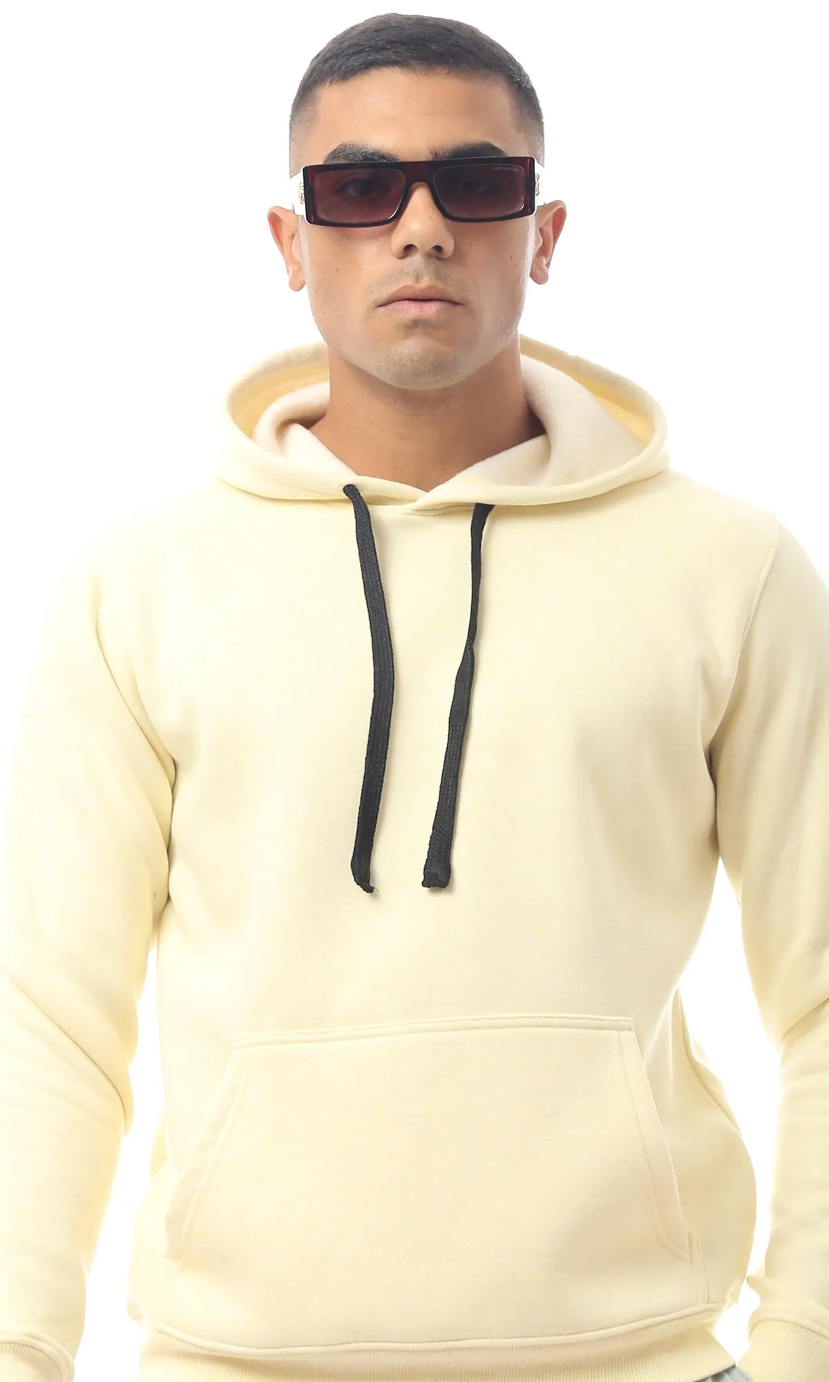 O172360 Solid Light Yellow Slip On Winter Sweat Shirt