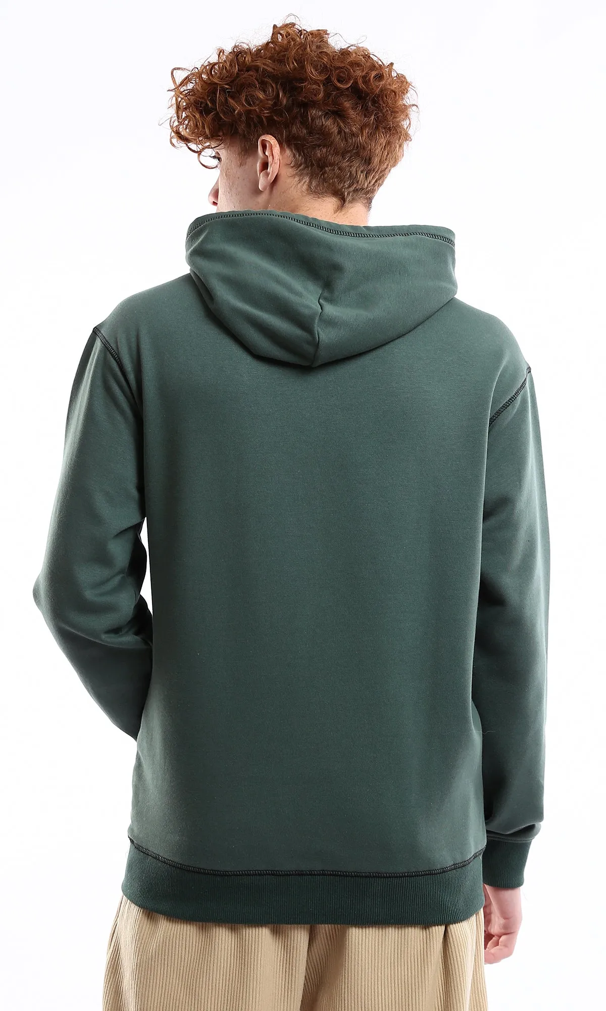 O175989 Hunter Green Slip On Relaxed Hoodie With Front Pocket