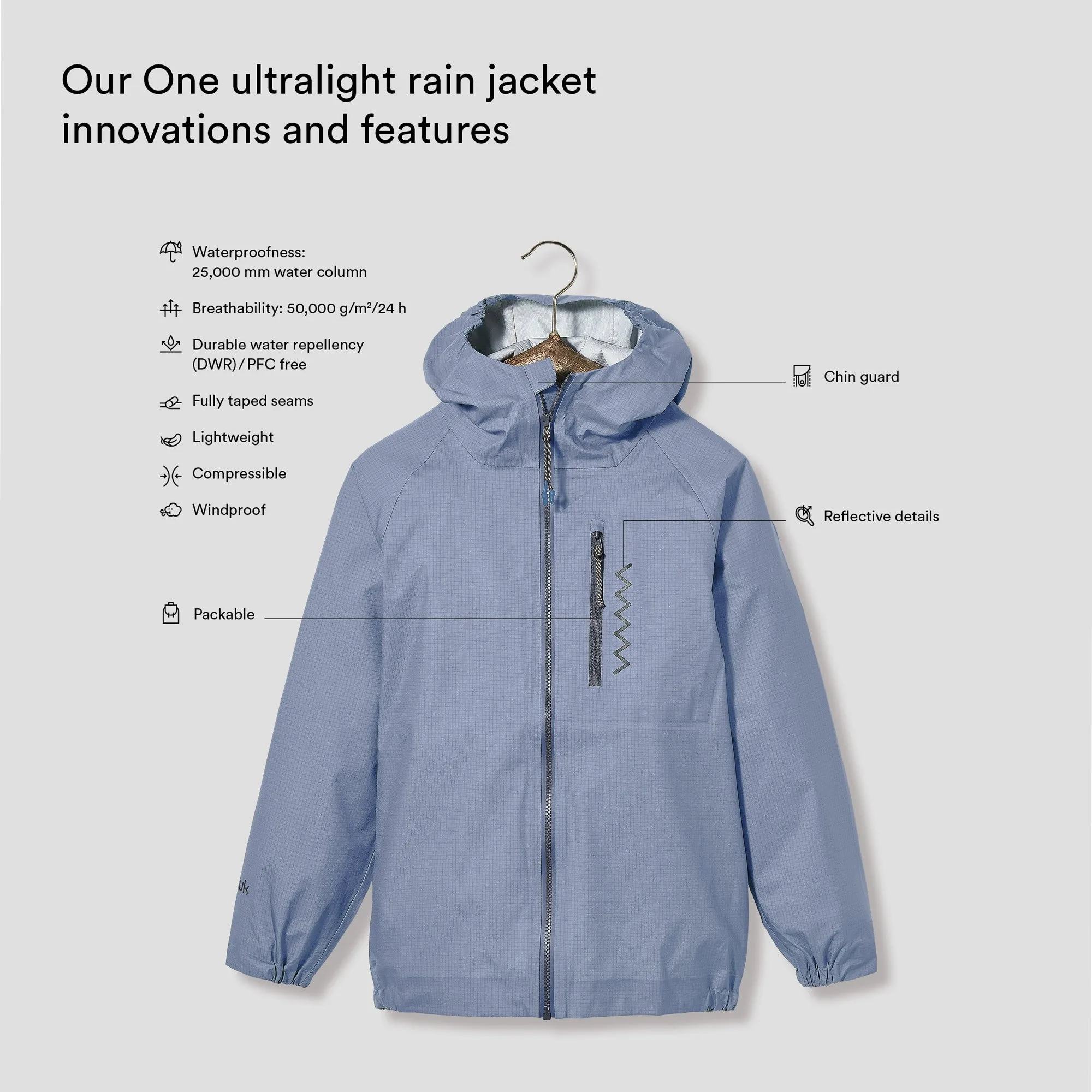 One ultralight rain jacket