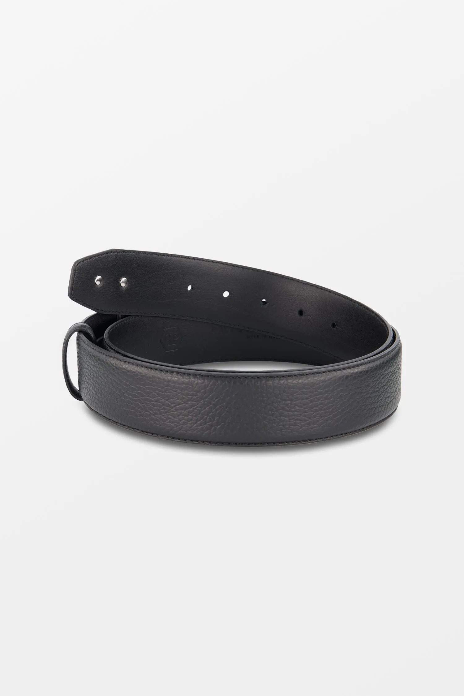 Philipp Plein Black Leather Iconic Plein Belt