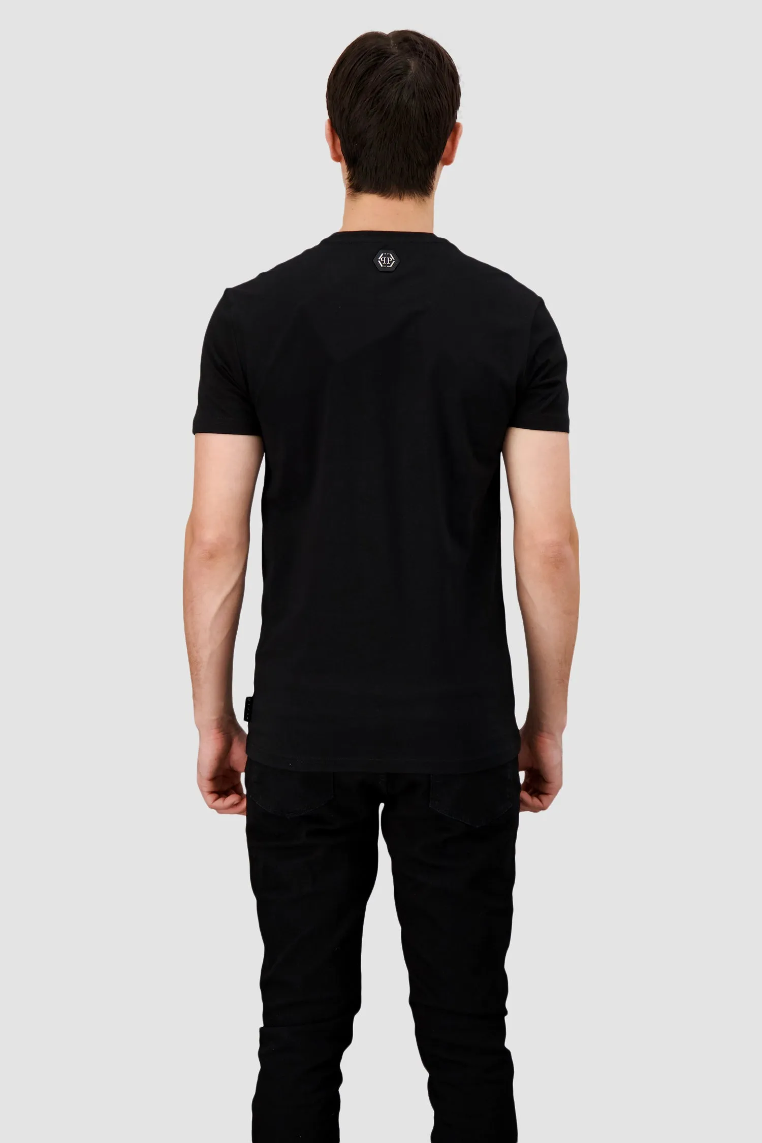 Philipp Plein Black Round Neck SS Hexagon T-Shirt