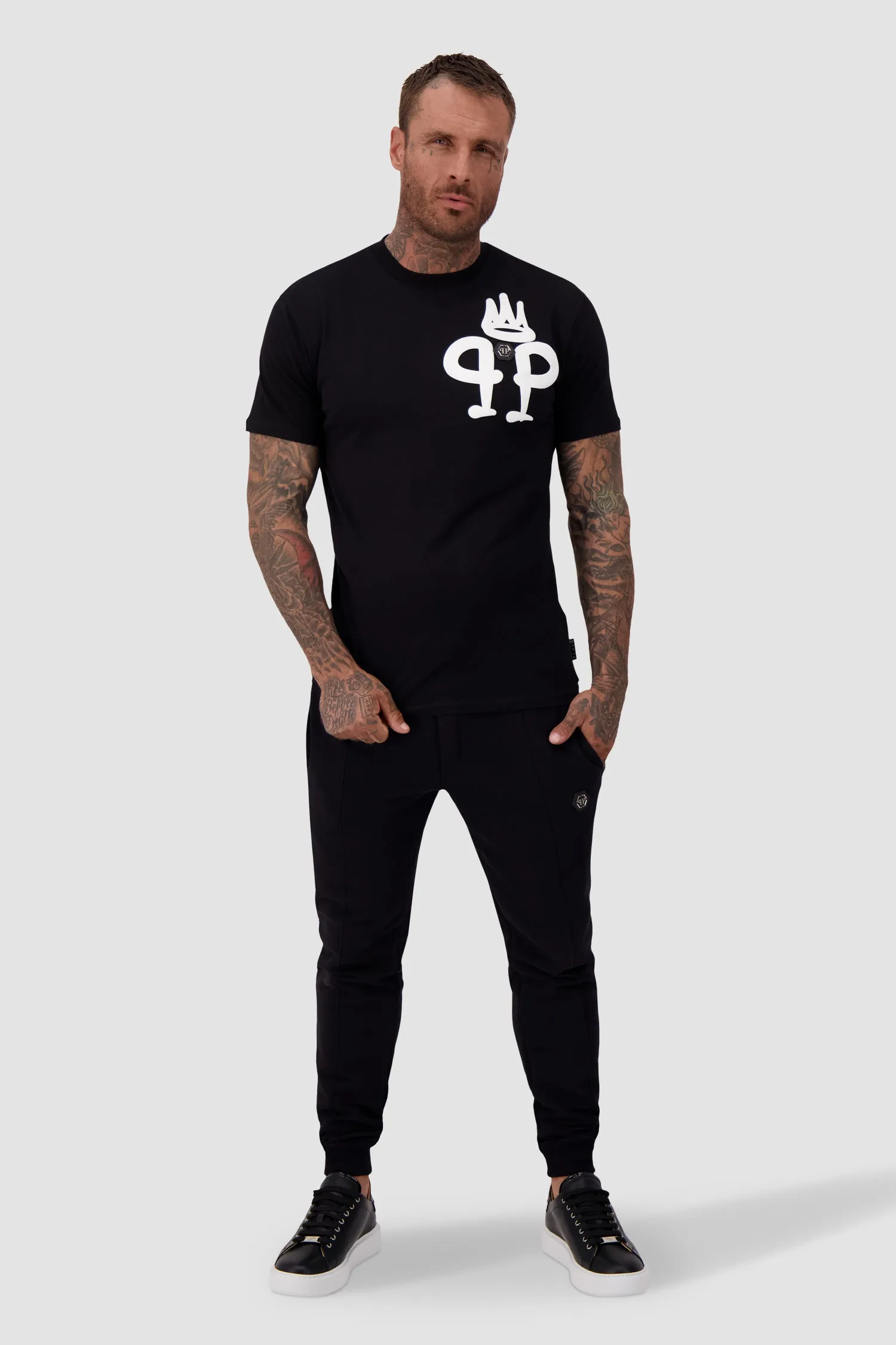 Philipp Plein Black Round Neck SS Iconic Plein T-Shirt