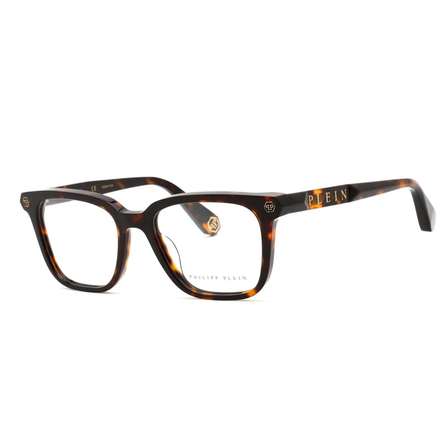 Philipp Plein VPP015M Eyeglasses Shiny Dark Havana / Clear Lens