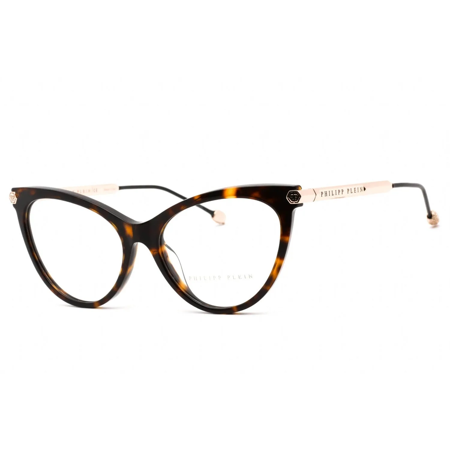 Philipp Plein VPP037S Eyeglasses Shiny Dark Havana / Clear Lens