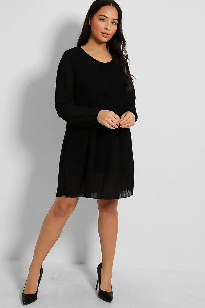 Pleated Chiffon Shift Dress