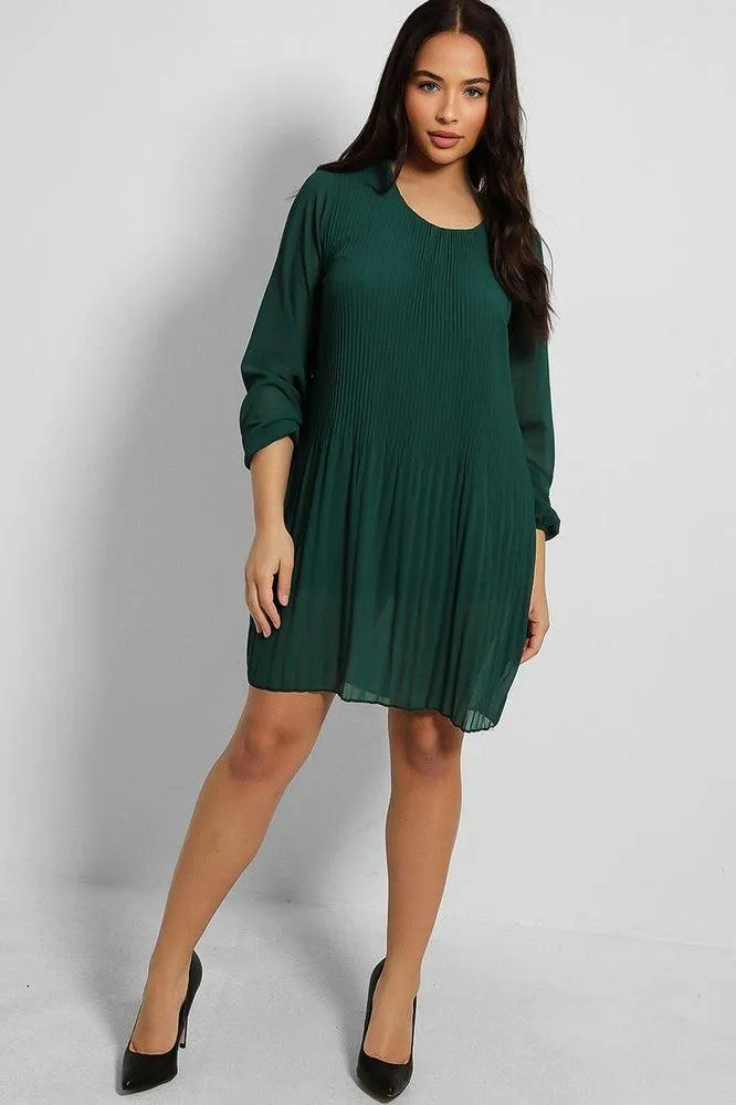 Pleated Chiffon Shift Dress