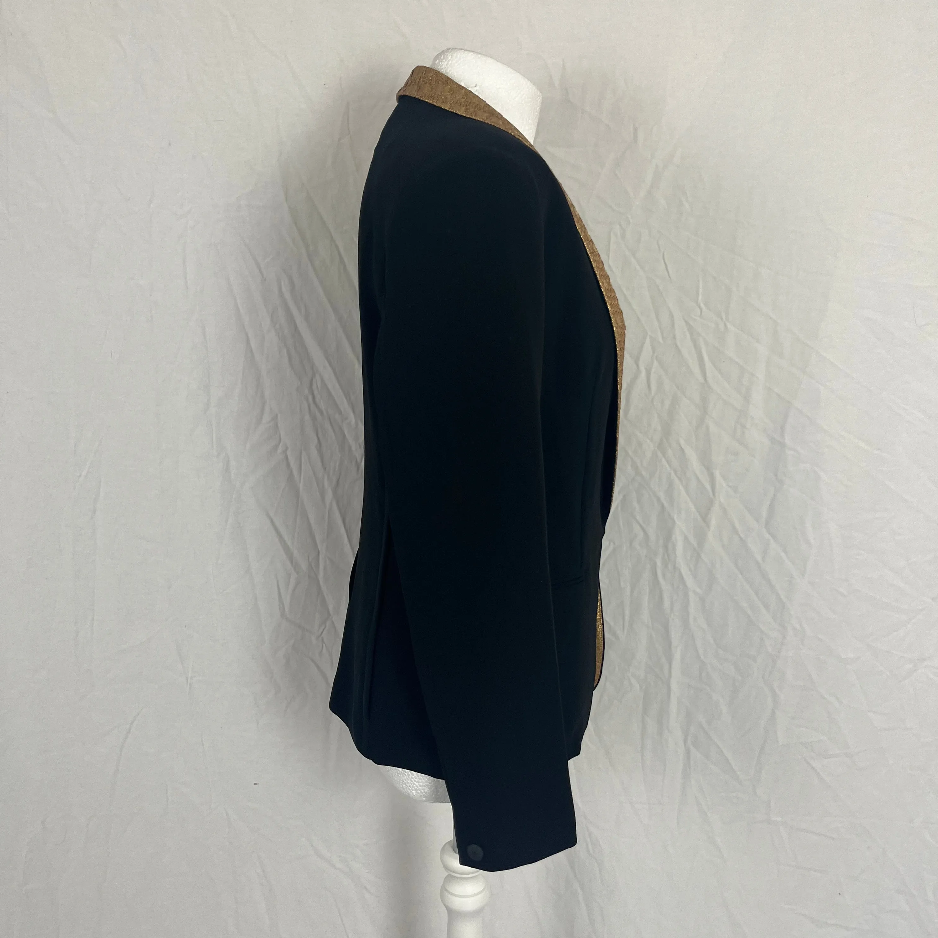 Rag & Bone Black Crepe & Gold Brocade Tuxedo Jacket S