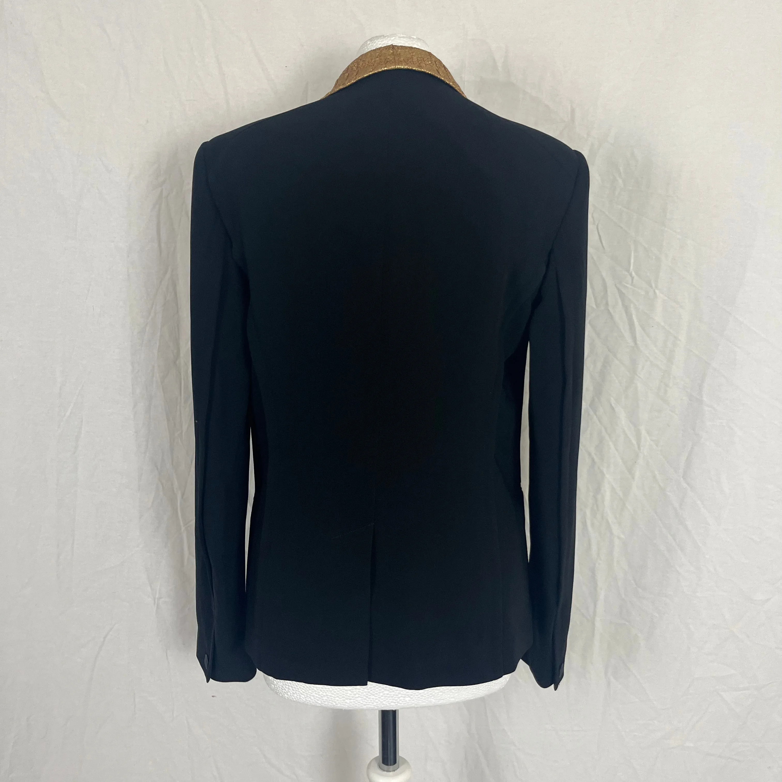 Rag & Bone Black Crepe & Gold Brocade Tuxedo Jacket S