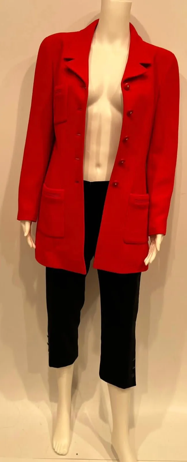 Rare Collectors Chanel Vintage 95A 1995 Fall Red Long Jacket US 6