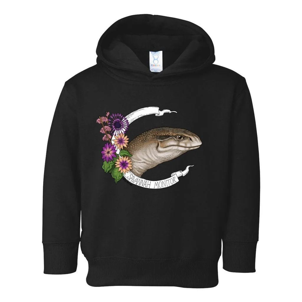 Savannah Monitor Toddler Pullover Hoodie, Cute Monitor Lizard Kids Top