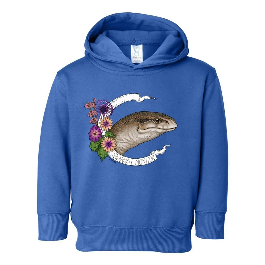 Savannah Monitor Toddler Pullover Hoodie, Cute Monitor Lizard Kids Top