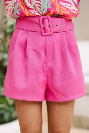 Seal The Deal Fuchsia Pink Pleated Shorts