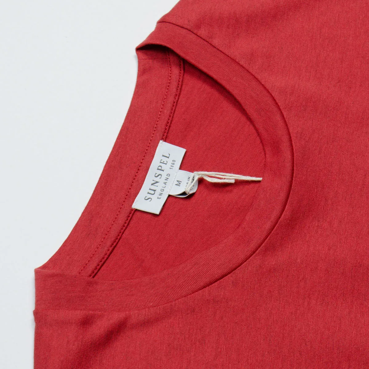 Sunspel - Short Sleeve Riviera Crew Neck T-shirt - Cherry Red Melange