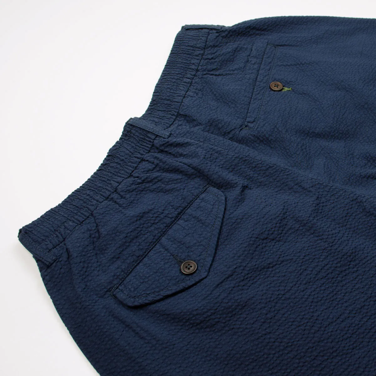 Universal Works - Pleated Track Pant Cotton Seersucker - Navy