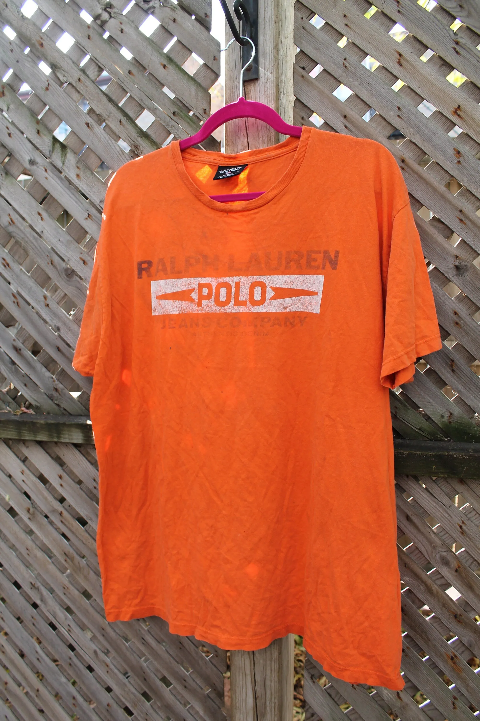 Vintage 1990s Polo Ralph Lauren Graphic T Shirt / Vintage Ralph Lauren / Streetwear / Orange T Shirt / 90s Polo / Polo Jeans Co