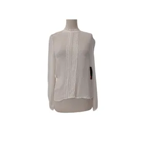 ZARA White Front-pleated Lace Collar Sheer Blouse | Brand New |